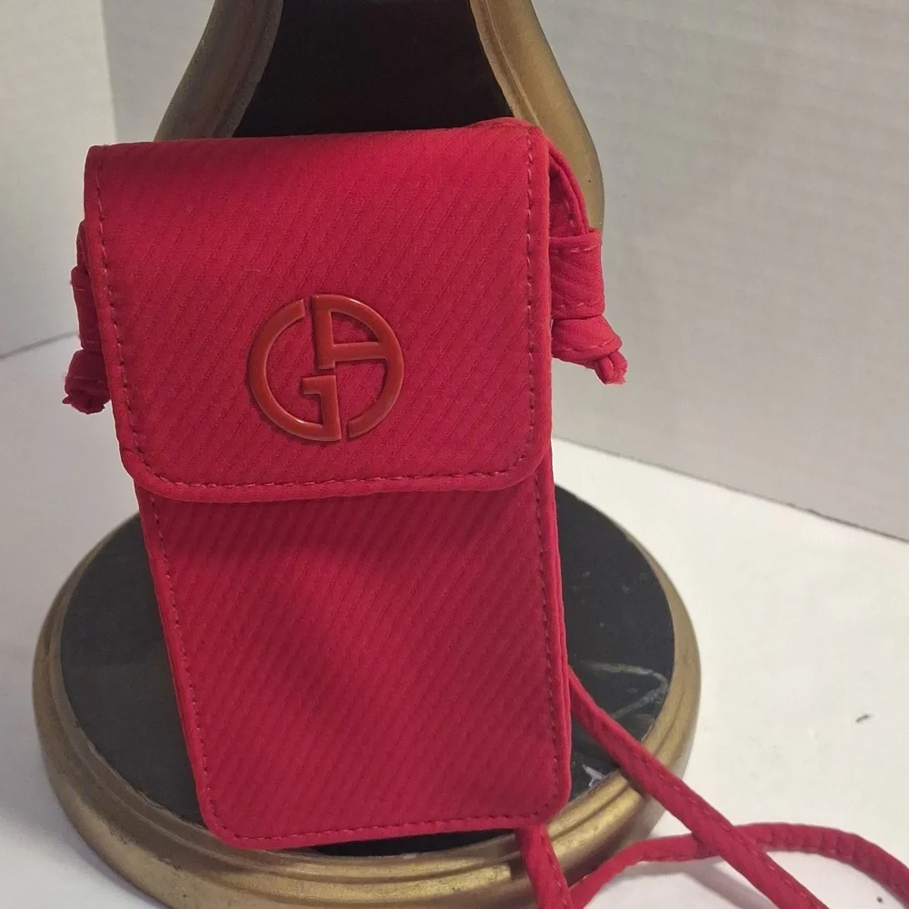 Giorgio Armani Red Crossbody Phone/card Case
